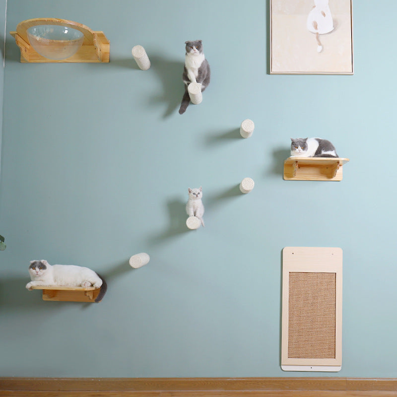 Wall-Mounted Cat Shelf & Sisal Scratching Fun