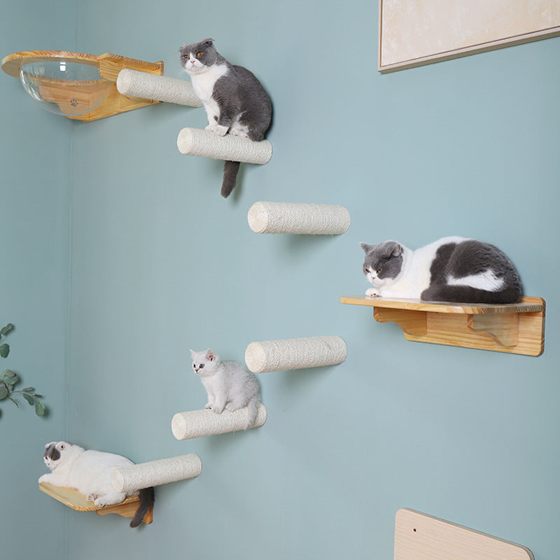 Wall-Mounted Cat Shelf & Sisal Scratching Fun